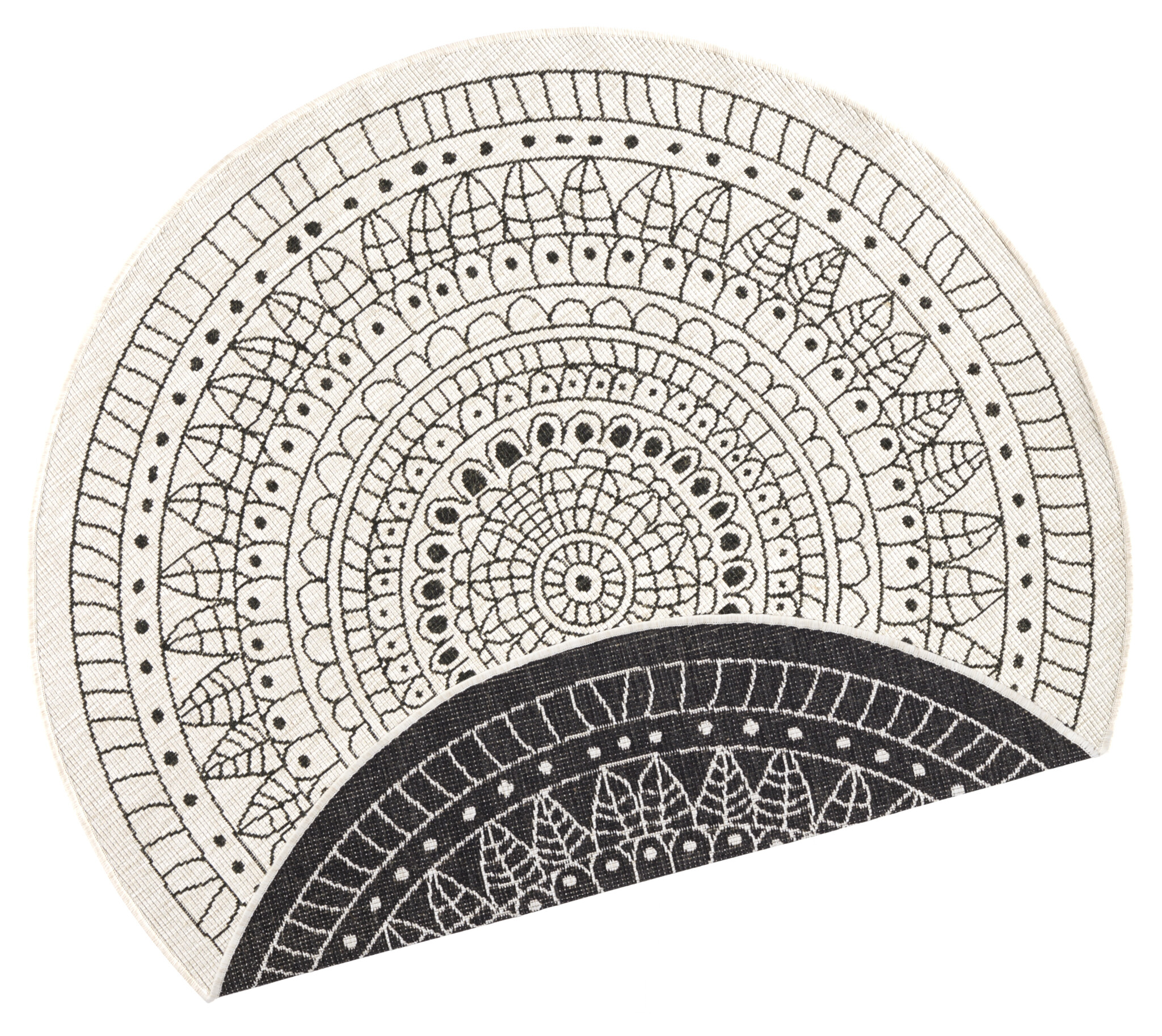Buitenkleed Porto Rond Zwart Creme