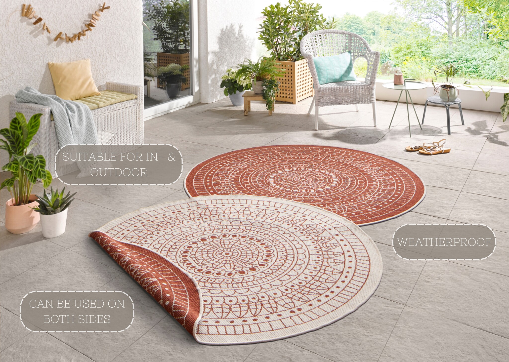 Buitenkleed Porto Rond Terra Creme