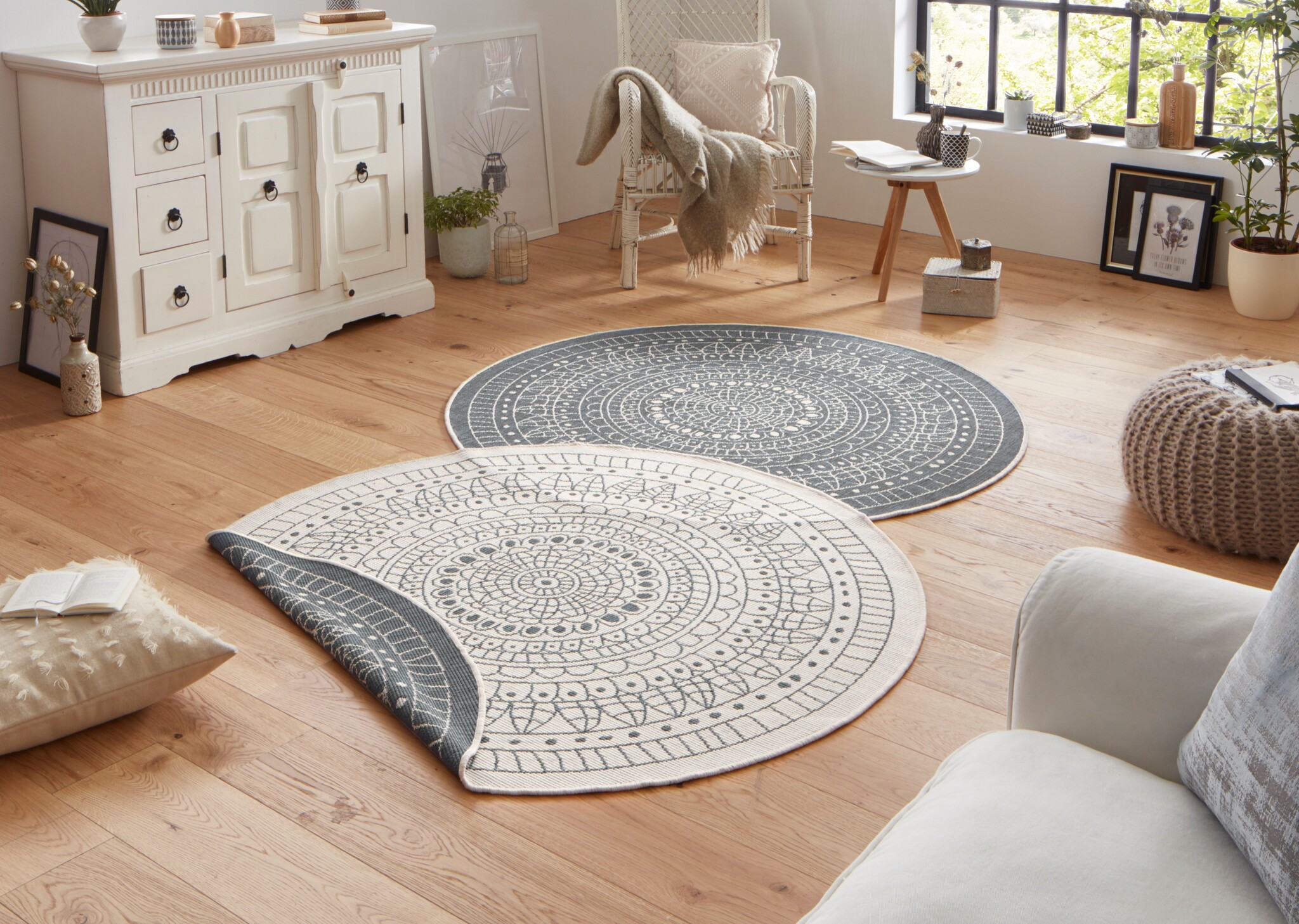 Buitenkleed Porto Rond Grijs Creme