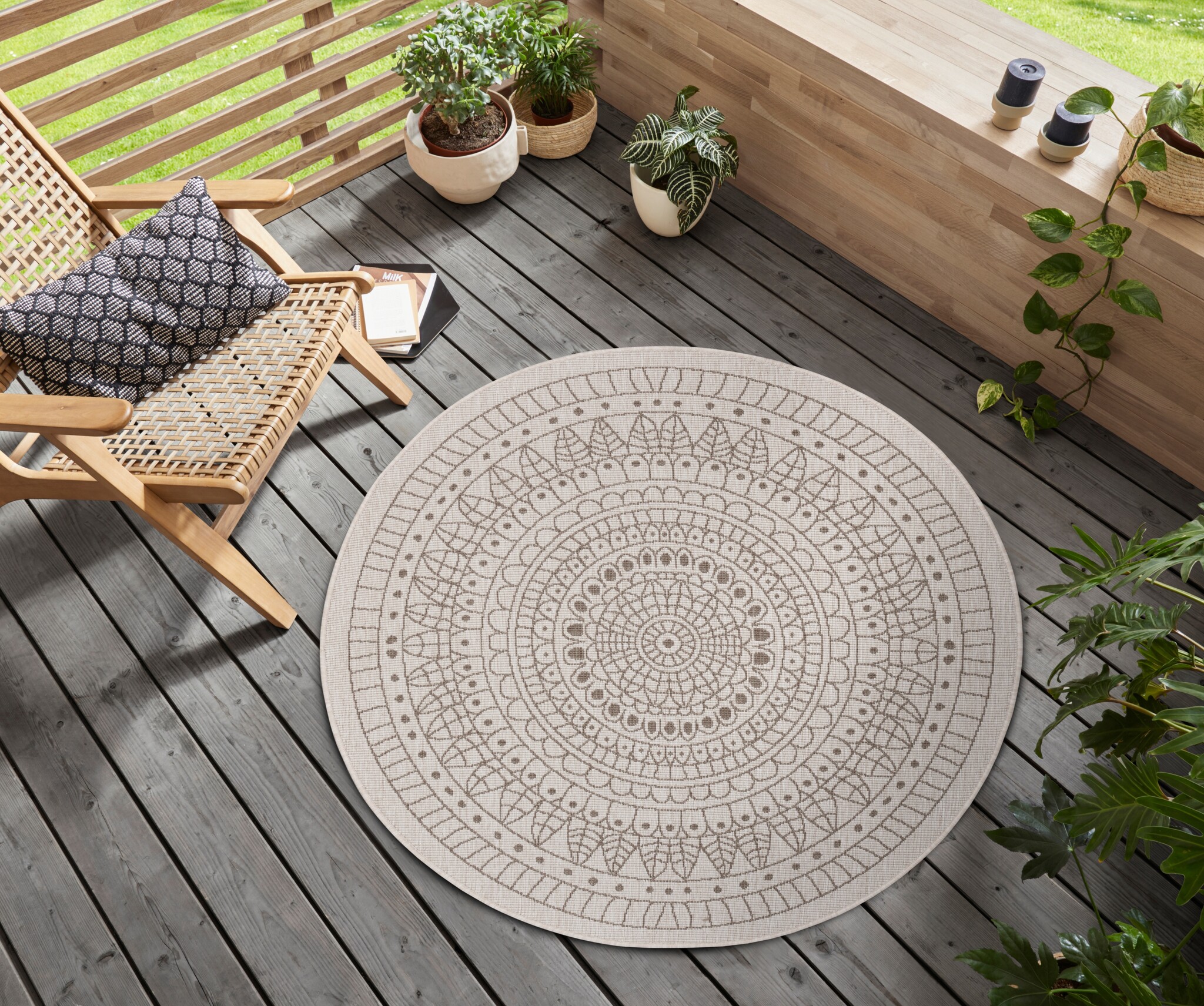 Buitenkleed Porto Rond Linnen Beige