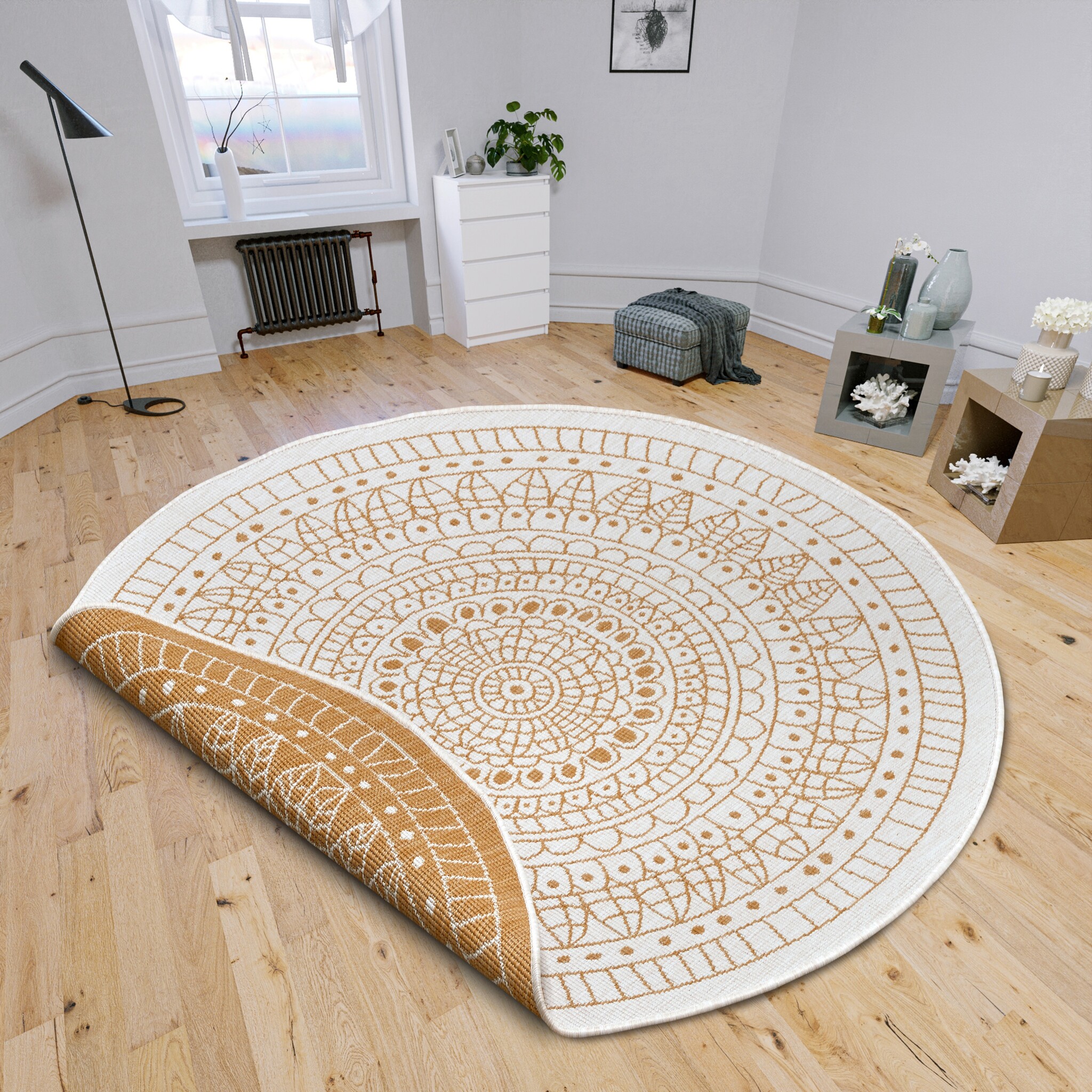 Buitenkleed Porto Rond Oker Geel