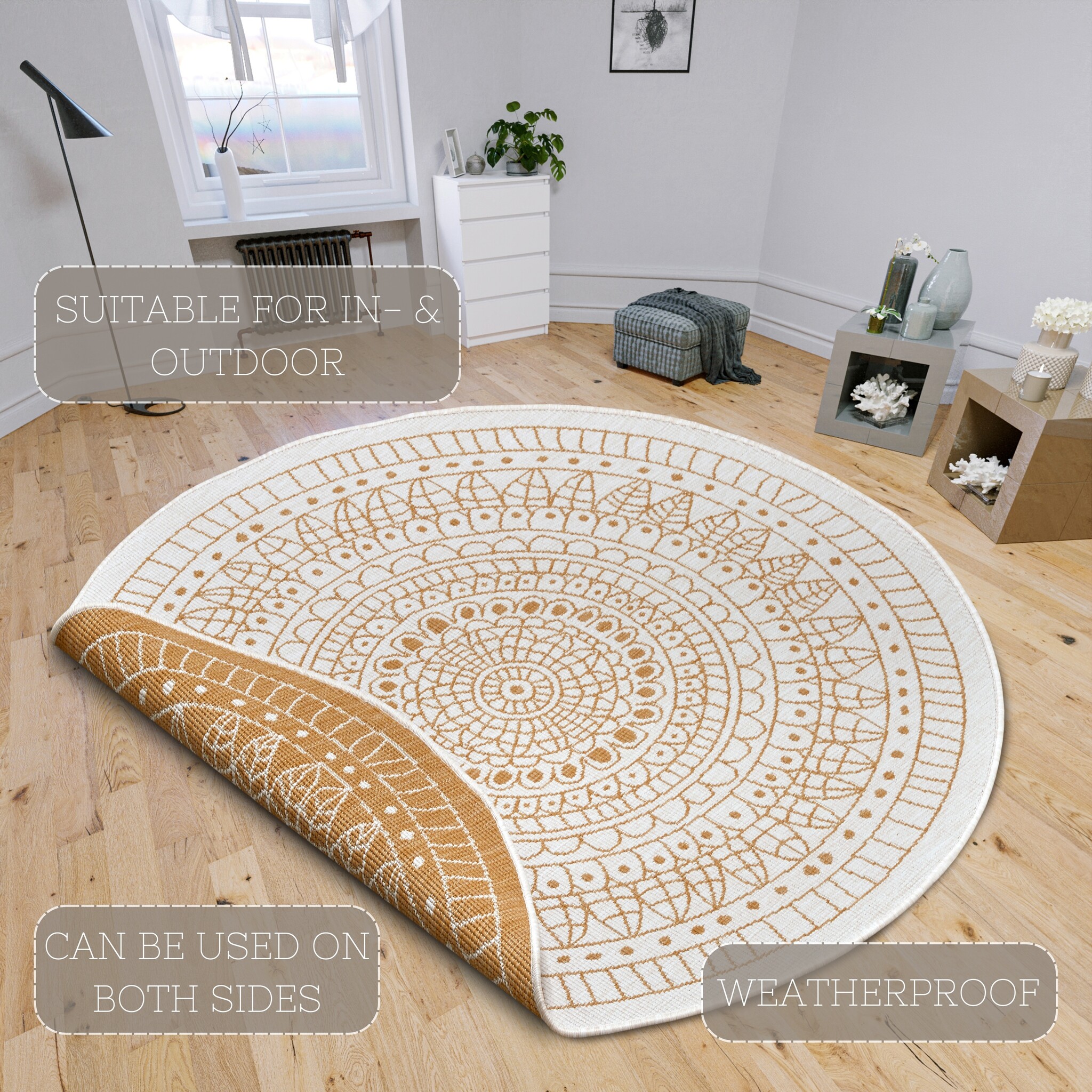 Buitenkleed Porto Rond Oker Geel