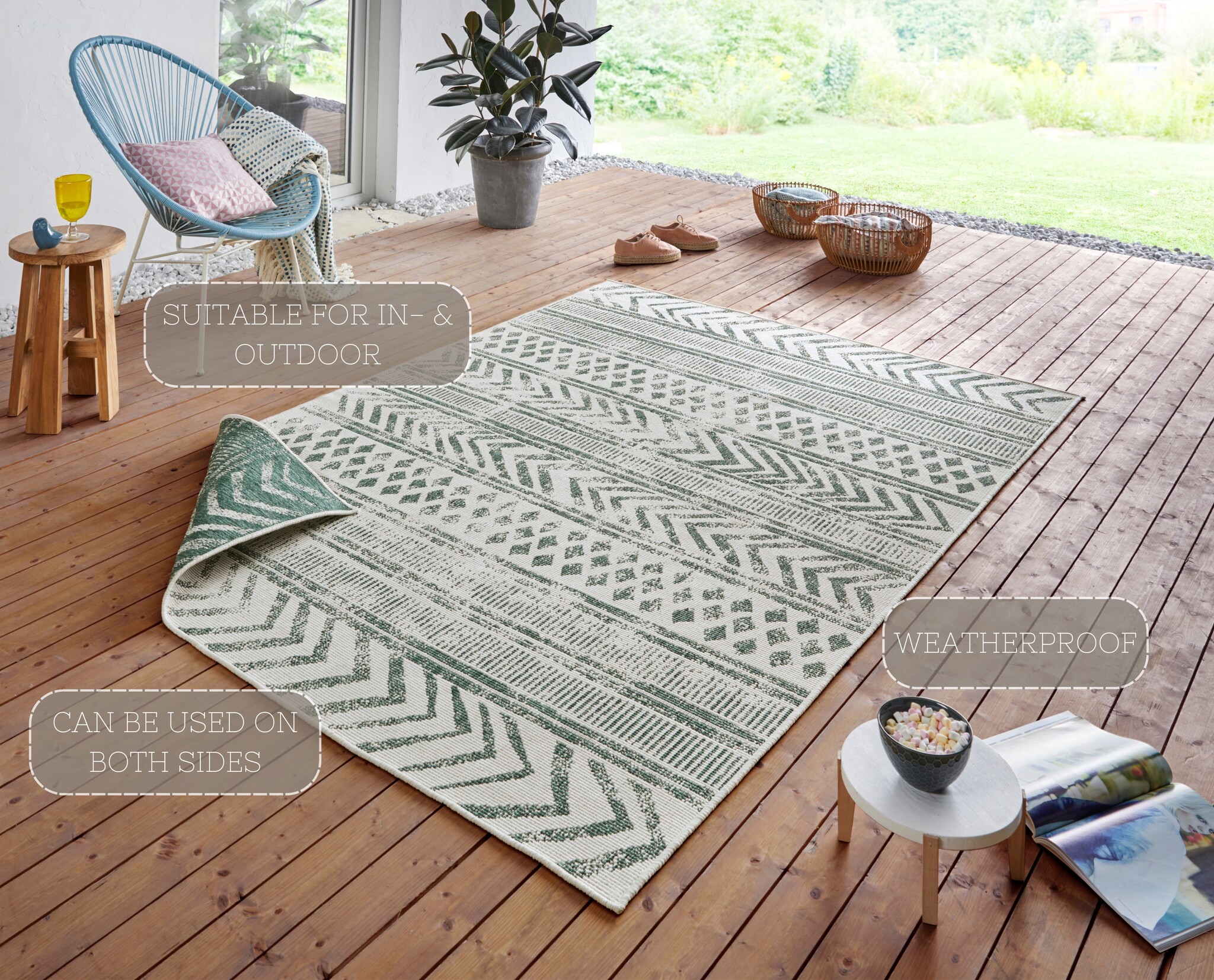 Buitenkleed Biri Groen Creme