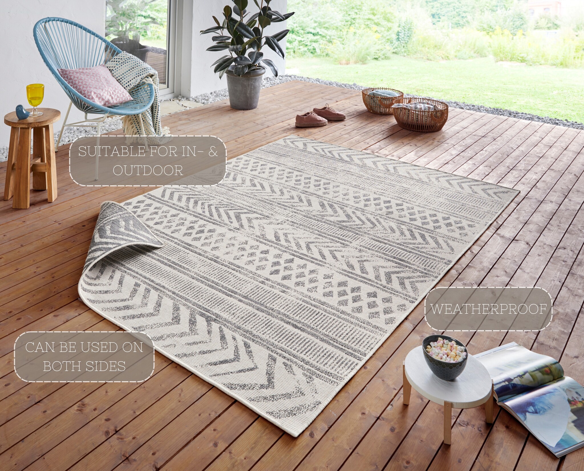 Buitenkleed Biri Grijs Creme