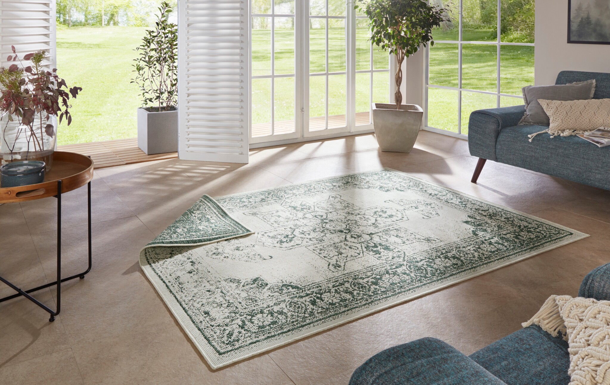 Buitenkleed Vintage Borbon Groen Creme