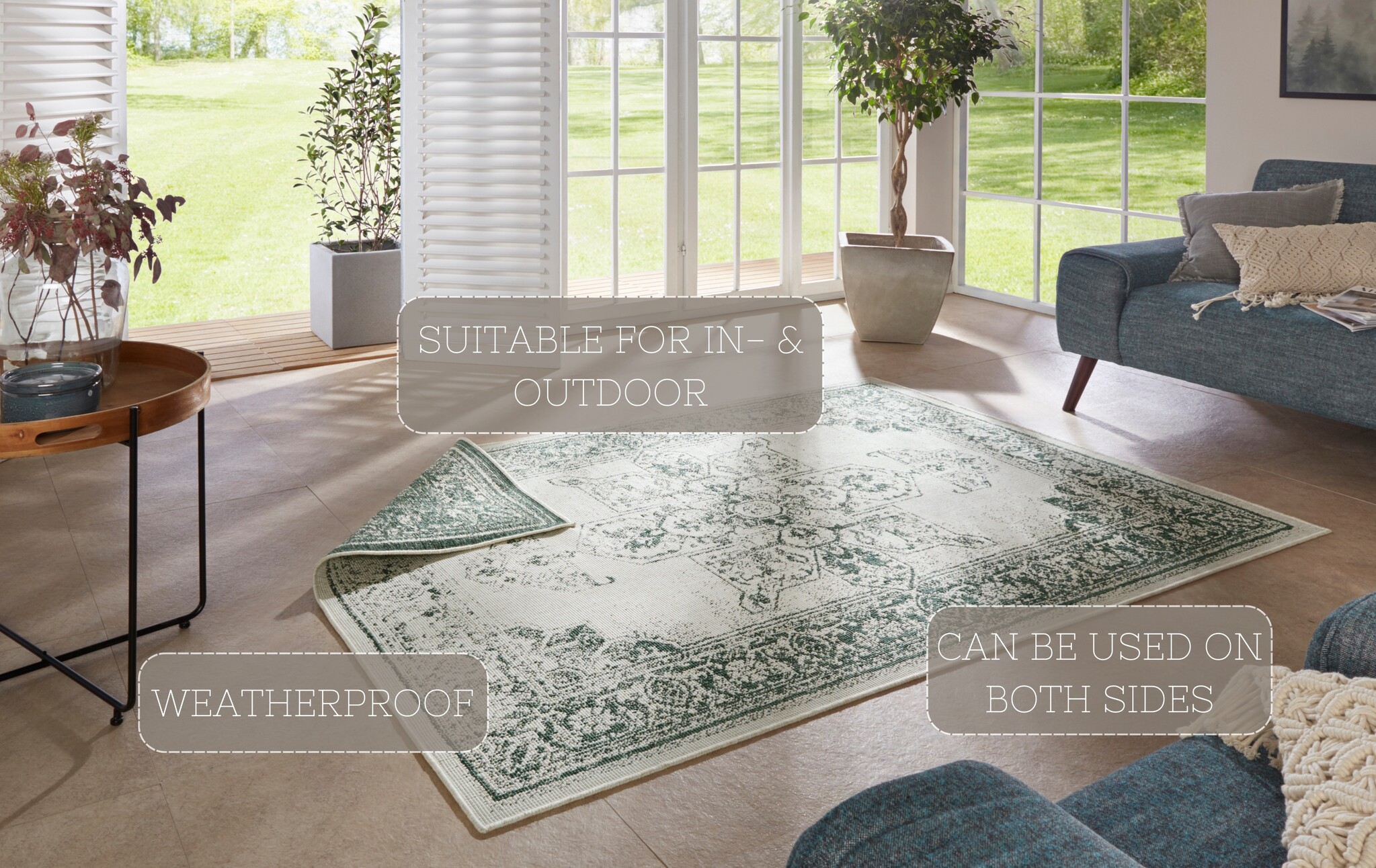 Buitenkleed Vintage Borbon Groen Creme