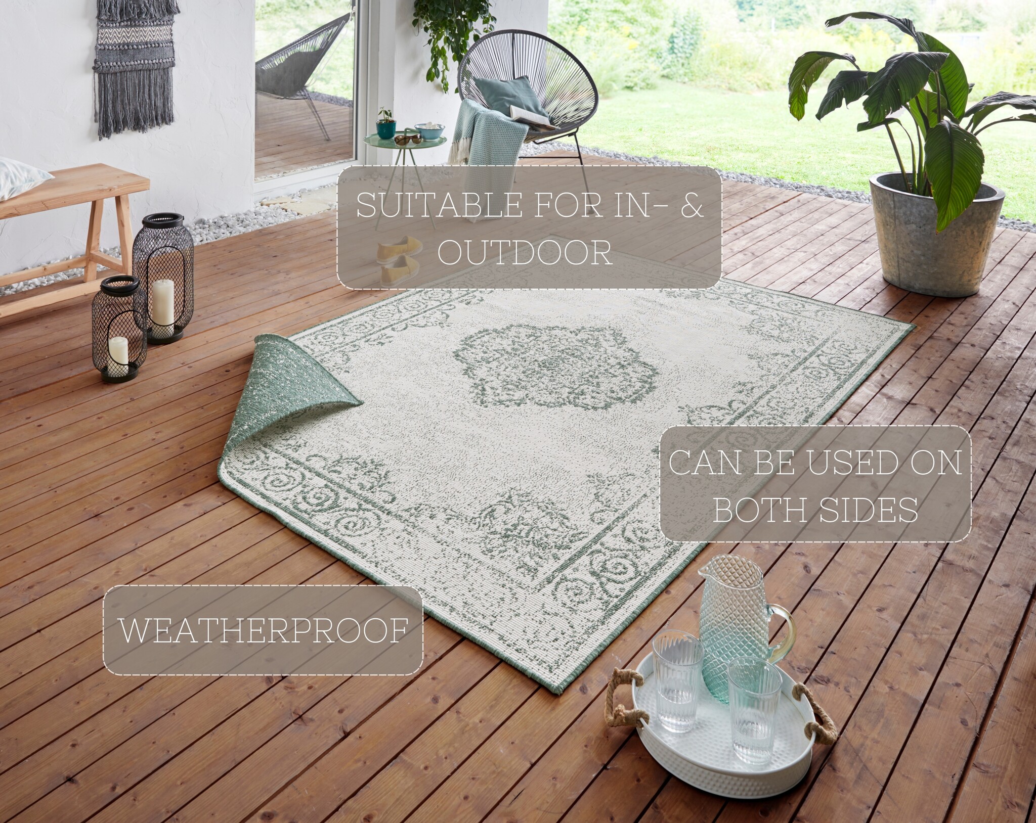 Buitenkleed Vintage Cebu Groen Creme