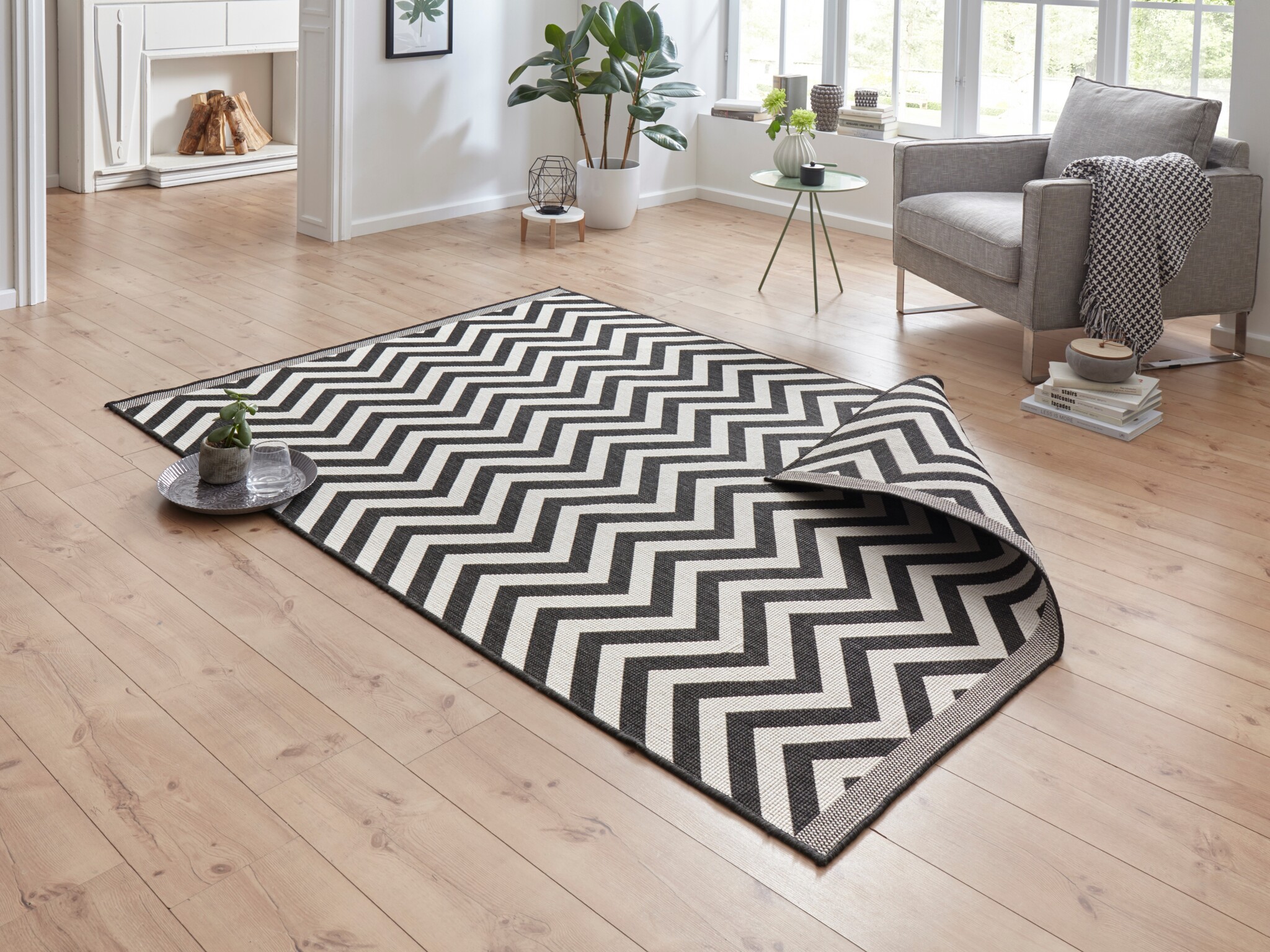 Buitenkleed Palma Zwart Wit