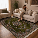 Isfahan Oosters Vloerkleed Klassiek Vintage Tapijt Groen