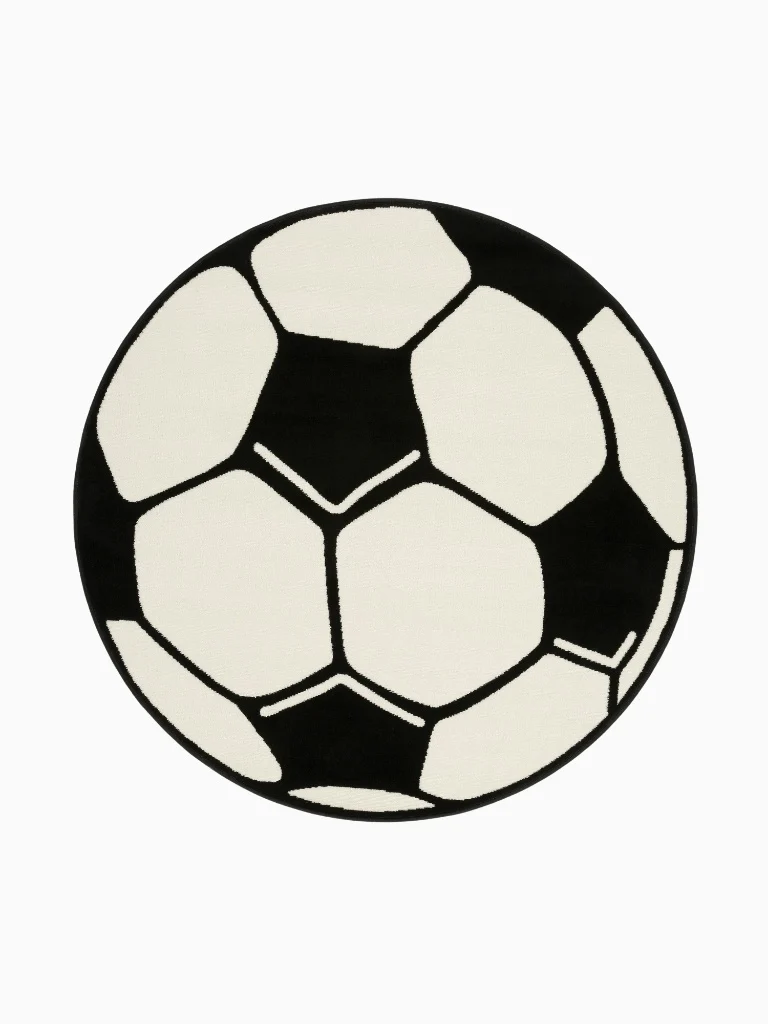 Rond Voetbal Vloerkleed Zwart Wit