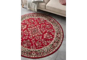 Rond Oosters Velours Vloerkleed Klassiek Rood