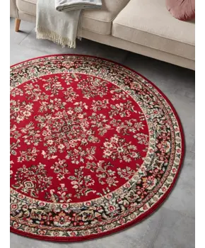 Rond Oosters Velours Vloerkleed Klassiek Rood