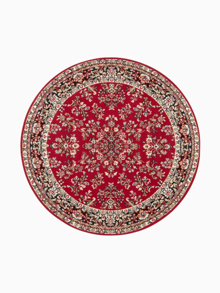Rond Oosters Velours Vloerkleed Klassiek Rood