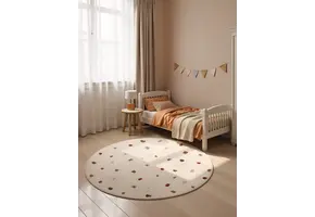 Kindervloerkleed Rond Funny Dots Creme Multikleur