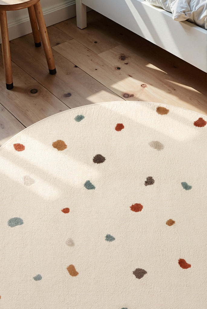 Kindervloerkleed Rond Funny Dots Creme Multikleur