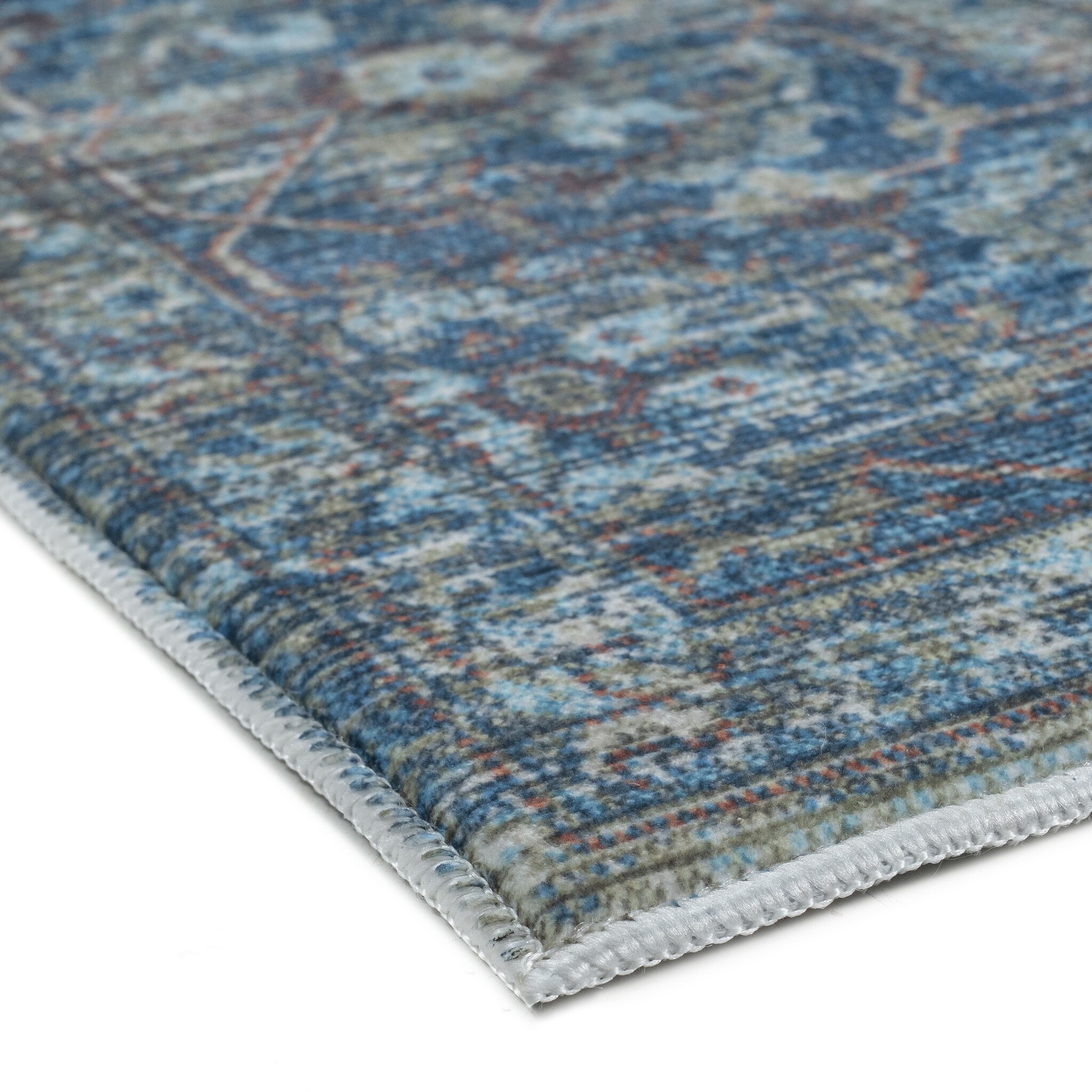 Vintage Vloerkleed Blue Oasis Blauw Groen Multi Wasbaar