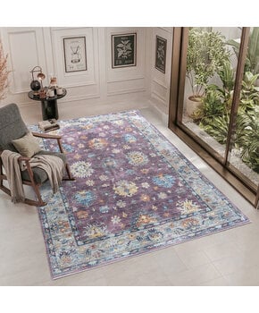 Vintage Vloerkleed Ruby Garden Roze Multi Wasbaar