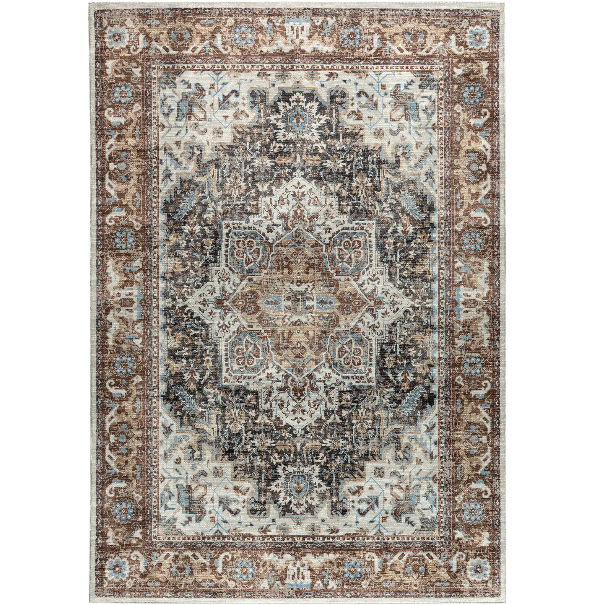 Vintage Vloerkleed Royal Medallion Bruin Terra Wasbaar