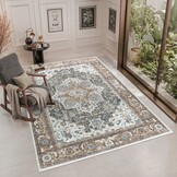 Vintage Vloerkleed Royal Medallion Bruin Terra Wasbaar