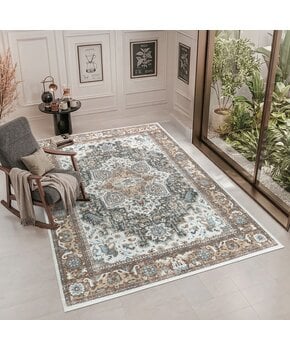 Vintage Vloerkleed Royal Medallion Bruin Terra Wasbaar
