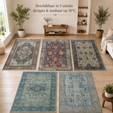 Vintage Vloerkleed Blue Oasis Blauw Groen Multi Wasbaar