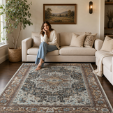 Vintage Vloerkleed Royal Medallion Bruin Terra Wasbaar