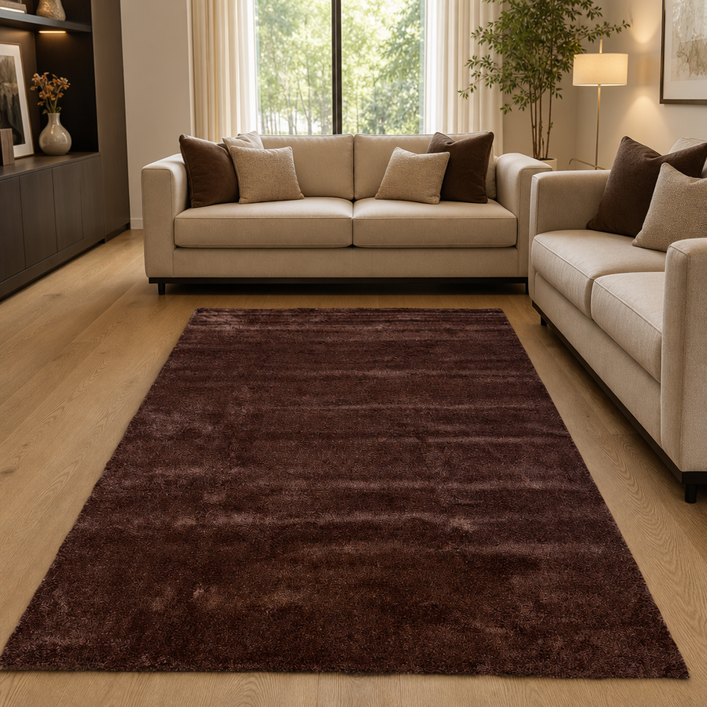 Comfy Premium - Luxe Effen Vloerkleed Wasbaar Uni Bruin