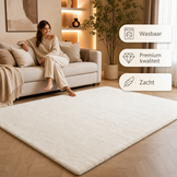 Comfy Premium - Luxe Effen Vloerkleed Wasbaar Uni Creme