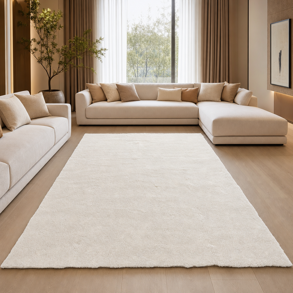 Comfy Premium - Luxe Effen Vloerkleed Wasbaar Uni Creme