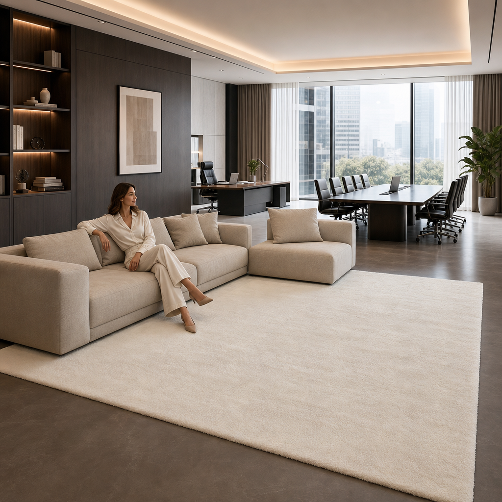 Comfy Premium - Luxe Effen Vloerkleed Wasbaar Uni Creme