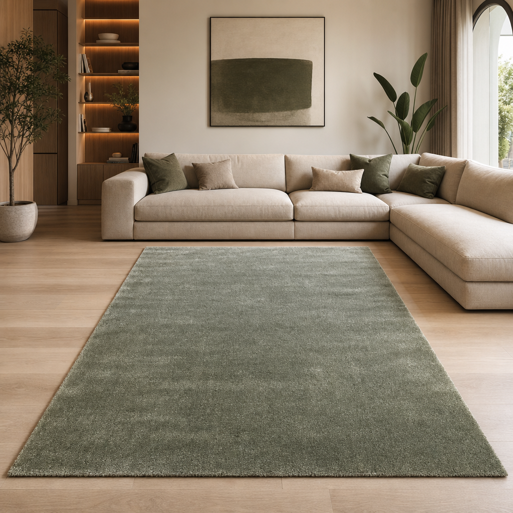 Comfy Premium - Luxe Effen Vloerkleed Wasbaar Uni Groen