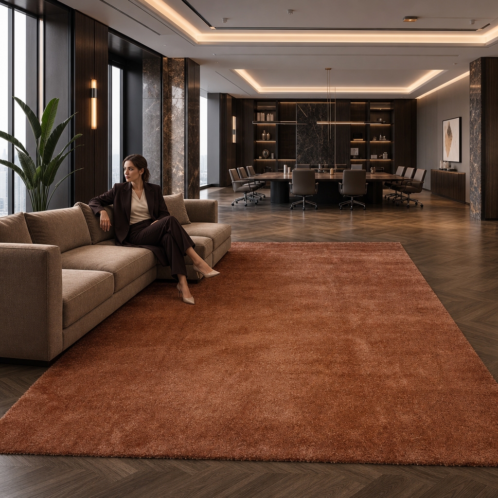 Comfy Premium - Luxe Effen Vloerkleed Wasbaar Uni Terra