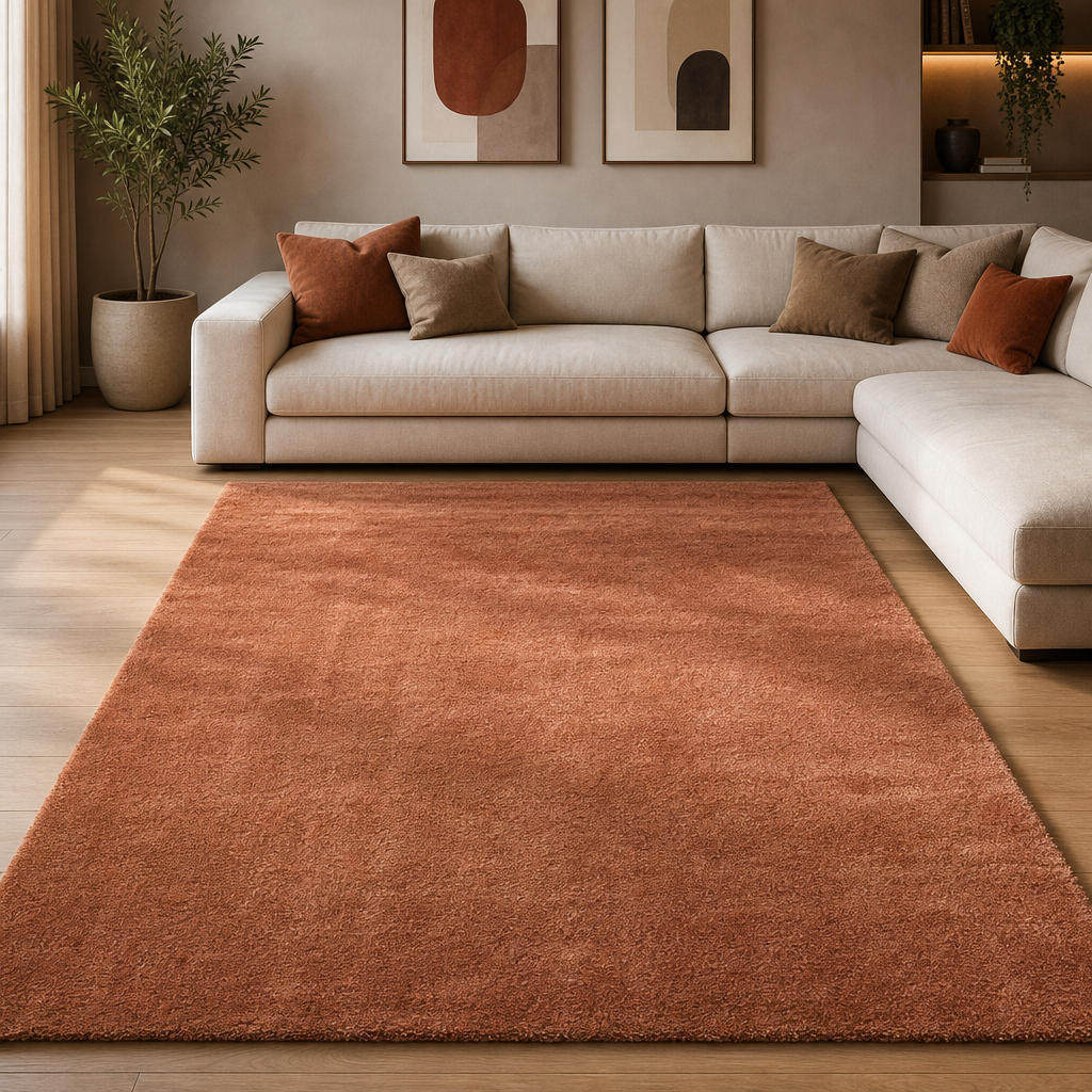 Comfy Premium - Luxe Effen Vloerkleed Wasbaar Uni Terra