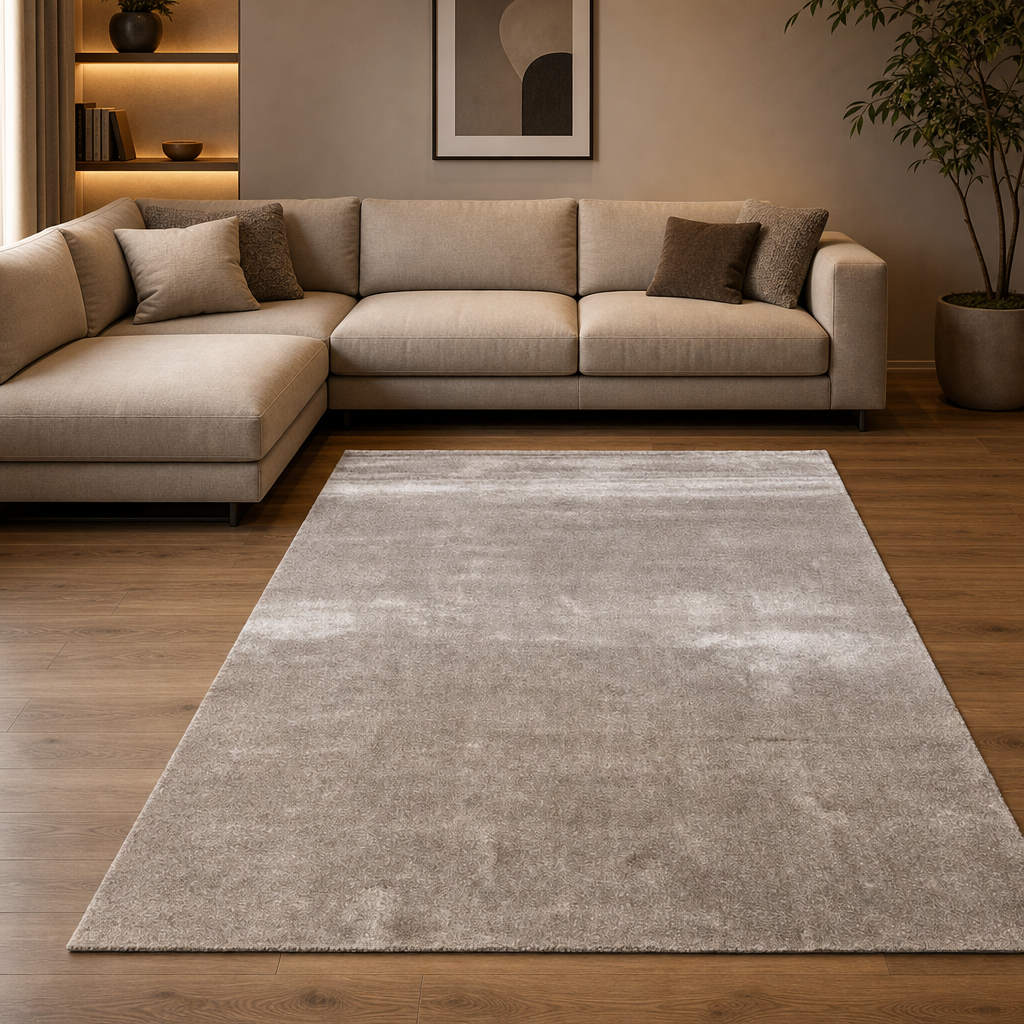Comfy Premium - Luxe Effen Vloerkleed Wasbaar Uni Taupe