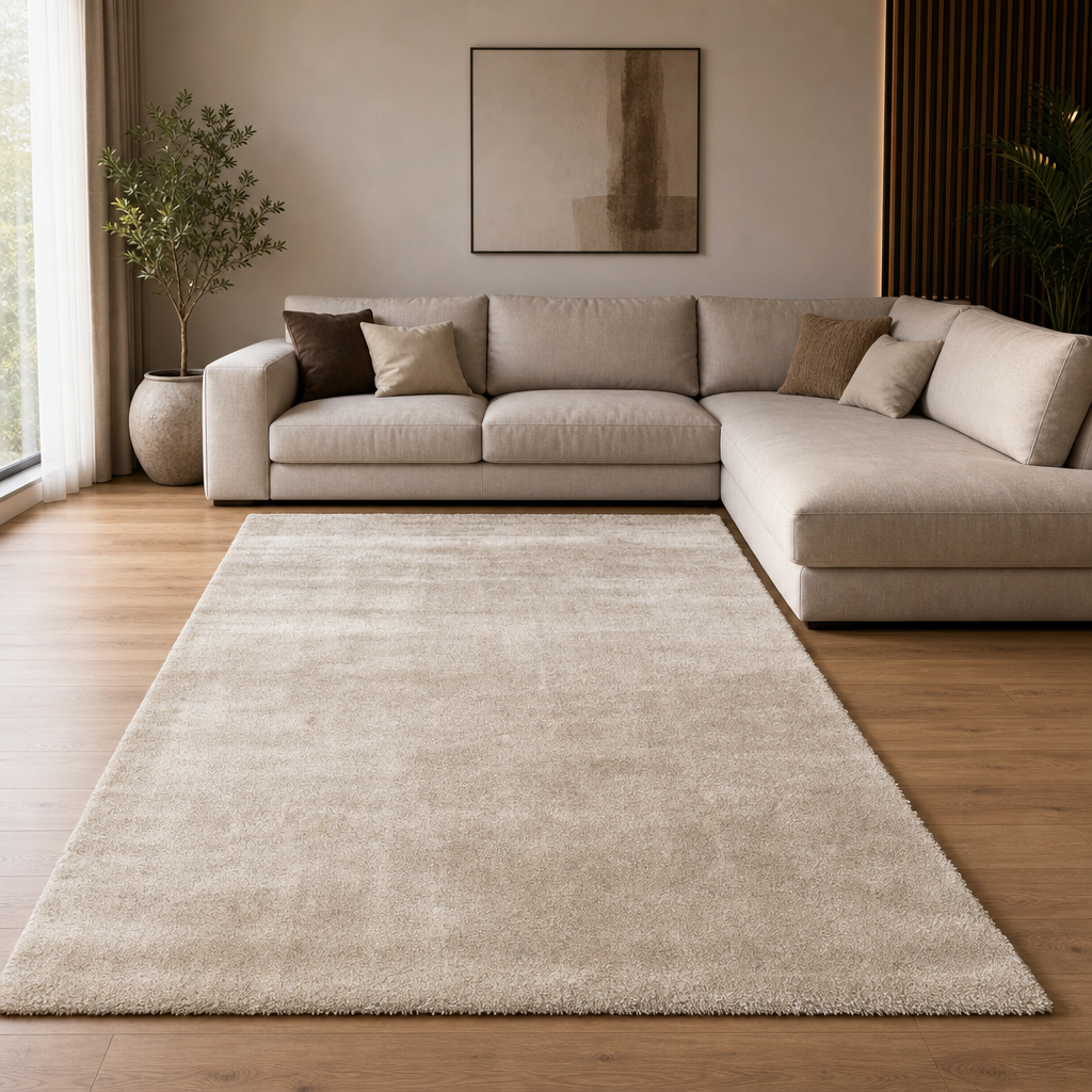 Comfy Premium - Luxe Effen Vloerkleed Wasbaar Uni Beige