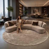Comfy Premium - Rond Luxe Effen Vloerkleed Wasbaar Uni Taupe