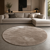 Comfy Premium - Rond Luxe Effen Vloerkleed Wasbaar Uni Taupe