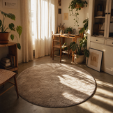 Comfy Premium - Rond Luxe Effen Vloerkleed Wasbaar Uni Beige
