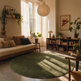 Comfy Premium - Rond Luxe Effen Vloerkleed Wasbaar Uni Groen
