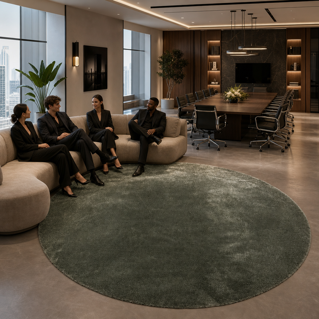 Comfy Premium - Rond Luxe Effen Vloerkleed Wasbaar Uni Groen