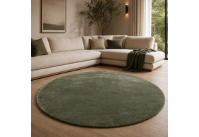 Comfy Premium - Rond Luxe Effen Vloerkleed Wasbaar Uni Groen