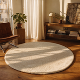 Comfy Premium - Rond Luxe Effen Vloerkleed Wasbaar Uni Creme