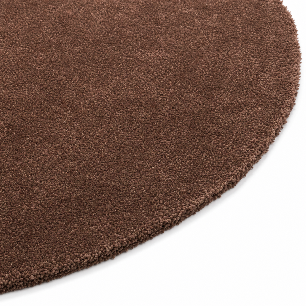 Comfy Premium - Rond Luxe Effen Vloerkleed Wasbaar Uni Bruin