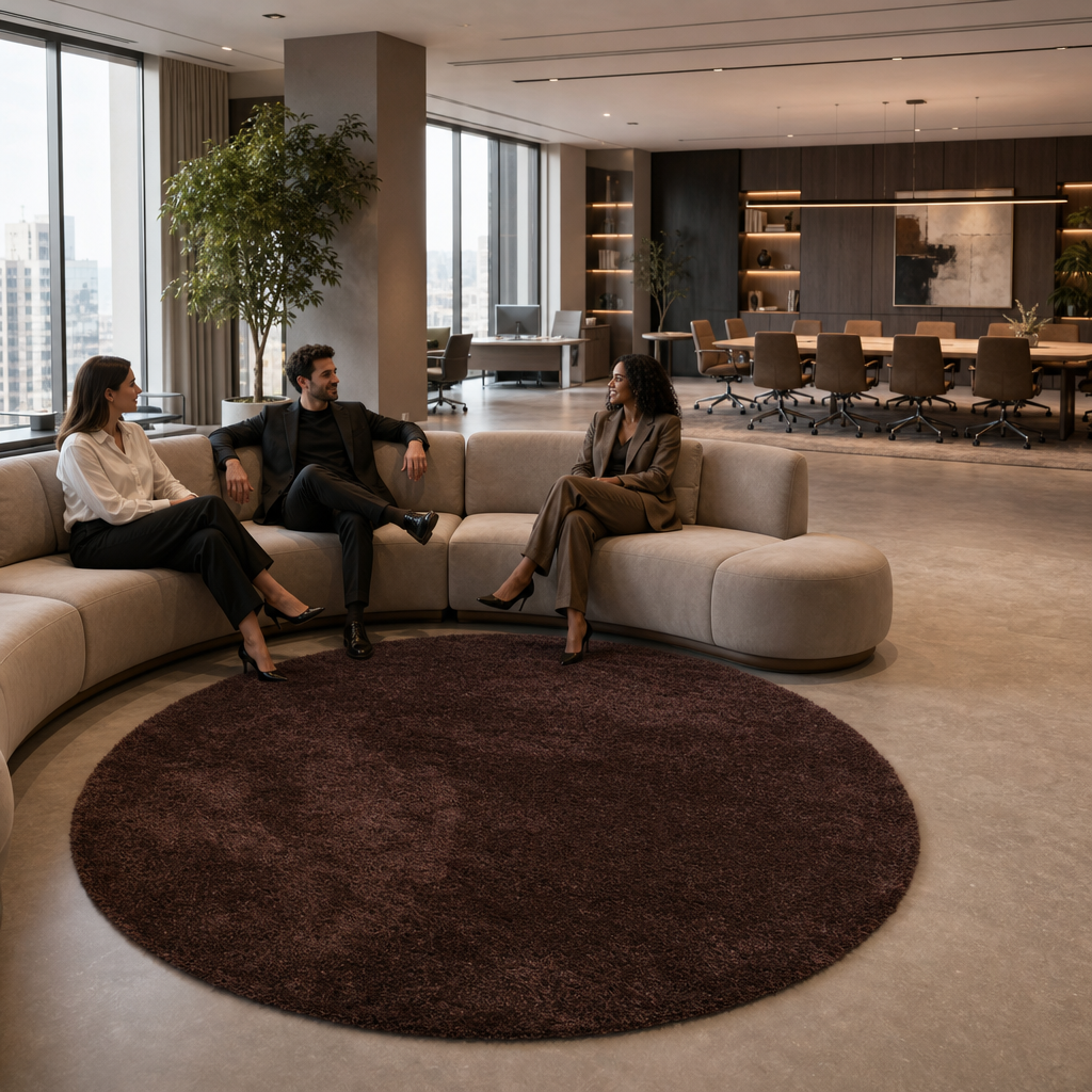 Comfy Premium - Rond Luxe Effen Vloerkleed Wasbaar Uni Bruin