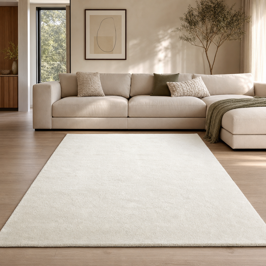 Comfy Soft - Effen Vloerkleed Wasbaar Uni Creme