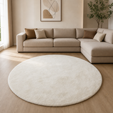 Comfy Soft - Rond Effen Vloerkleed Wasbaar Uni Creme