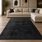 Comfy Soft - Effen Vloerkleed Wasbaar Uni Zwart