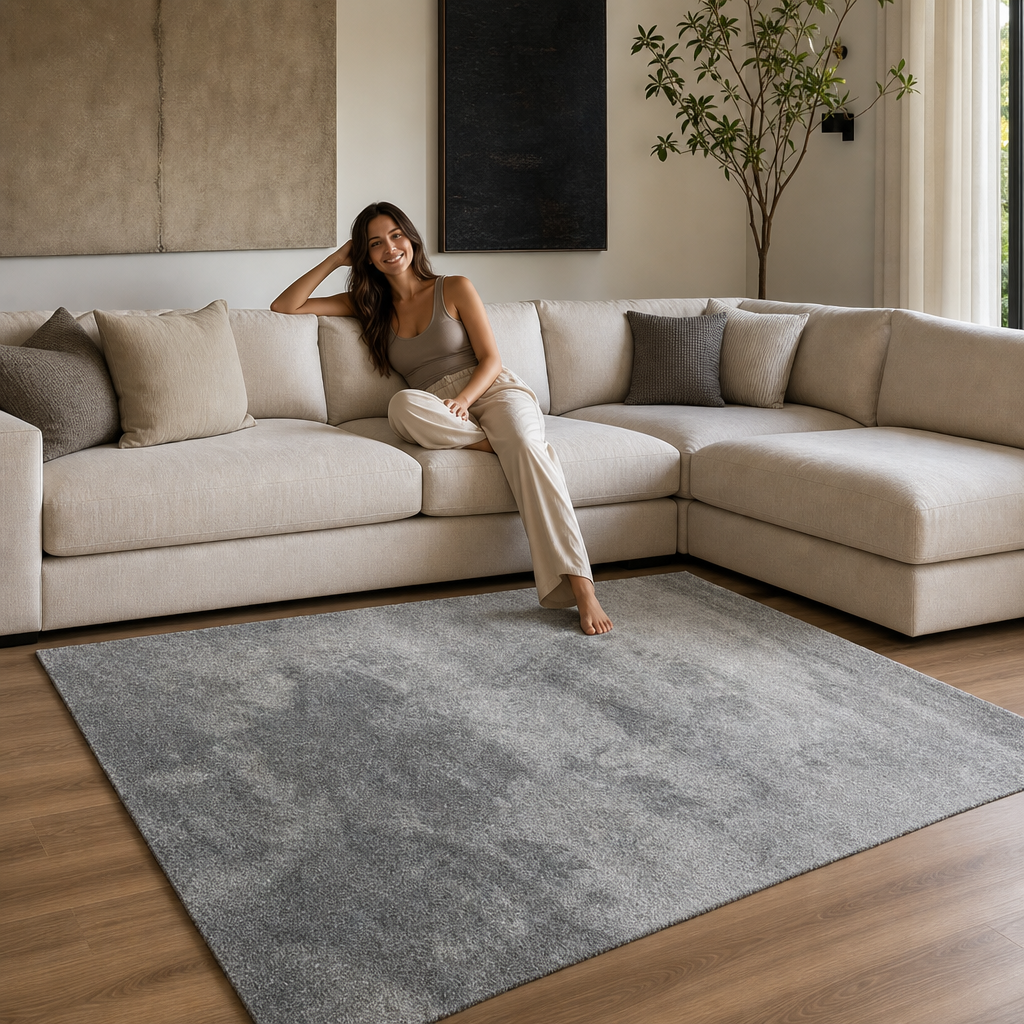 Comfy Soft - Effen Vloerkleed Wasbaar Uni Grijs