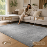 Comfy Soft - Effen Vloerkleed Wasbaar Uni Grijs