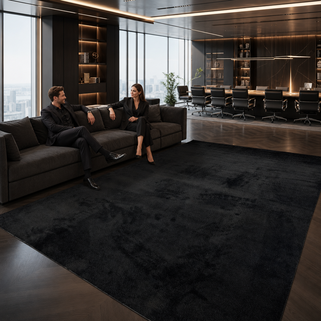 Comfy Soft - Effen Vloerkleed Wasbaar Uni Zwart